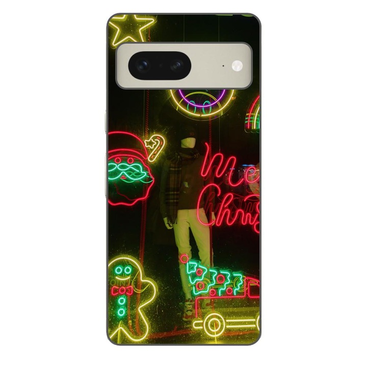 Husa compatibila cu Google Pixel 7 Silicon Gel Tpu Model Craciun Vitrina Neon Lights