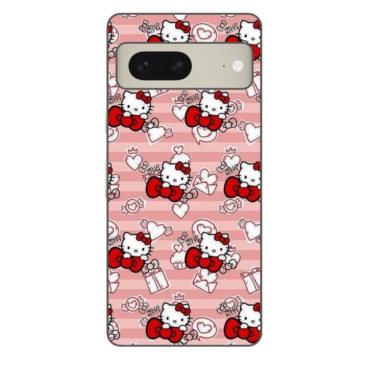 Husa compatibila cu Google Pixel 7 Silicon Gel Tpu Model Hello Kitty Roz Pattern