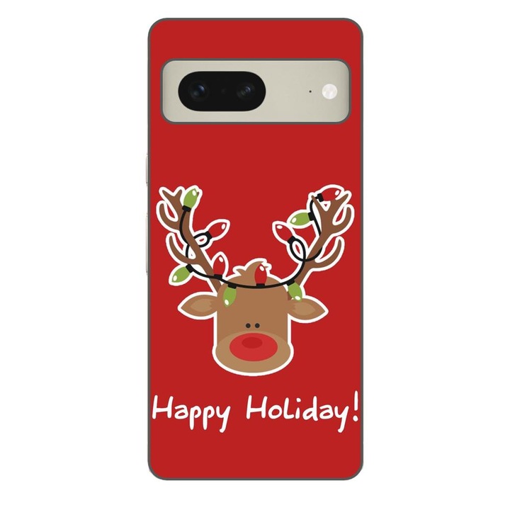 Husa compatibila cu Google Pixel 7 Silicon Gel Tpu Model Craciun Ren Happy Holiday