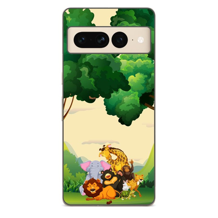 Husa compatibila cu Google Pixel 7 Pro Silicon Gel Tpu Model Jungla cu Animale