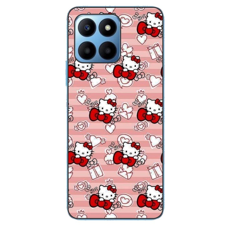 Капак, съвместим с Honor X6 Silicon Gel Tpu модел Hello Kitty Pink Pattern