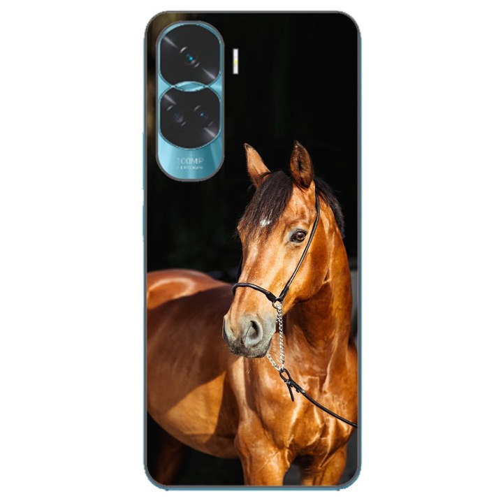 Husa compatibila cu Honor 90 Lite 5G Silicon Gel Tpu Model Cal pe Fundal Negru