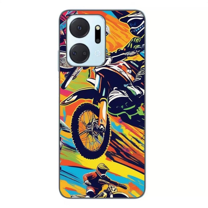 Калъф, съвместим с модел Honor X7a Silicon Gel Tpu Motocross Pop Art