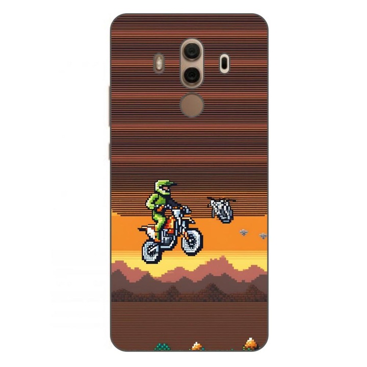 Husa compatibila cu Huawei Mate 10 Pro Silicon Gel Tpu Model Pixel Art Motorcross