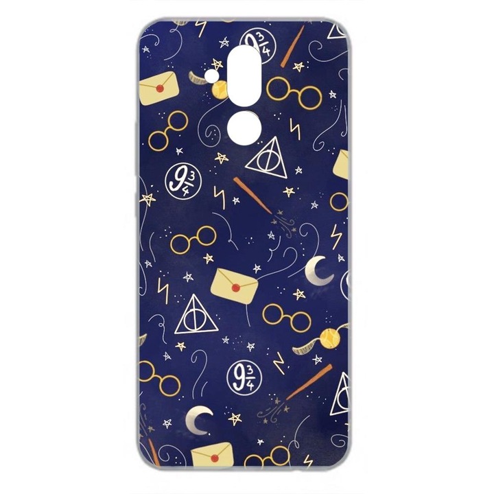 Капак, съвместим с Huawei Mate 20 Lite Silicon Gel Tpu Модел Harry Potter Pattern Symbols