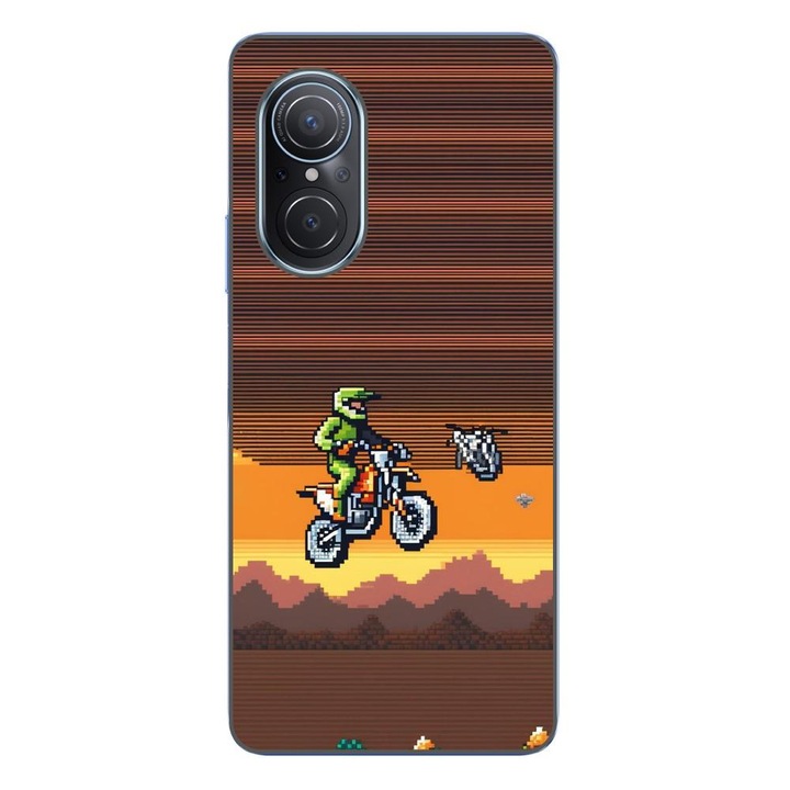 Кейс съвместим с Huawei Nova 9 SE Silicon Gel Tpu Модел Pixel Art Motorcross
