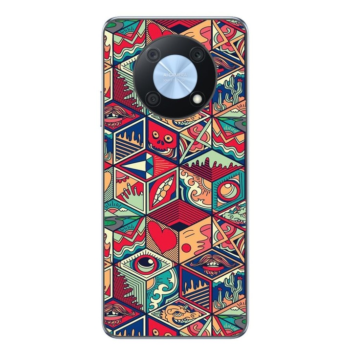Капак, съвместим с Huawei Nova Y90 Silicone Gel Tpu Pop Art Geometric Model