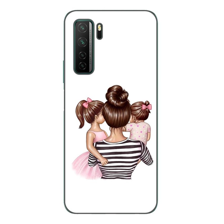 Калъф, съвместим с Huawei P40 Lite 5G Silicon Gel Tpu Модел Mom and Girls