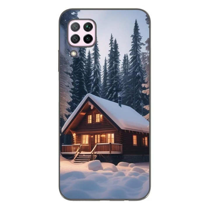 Калъф, съвместим с модел Huawei P40 Lite Silicon Gel Tpu Landscape Winter Cottage