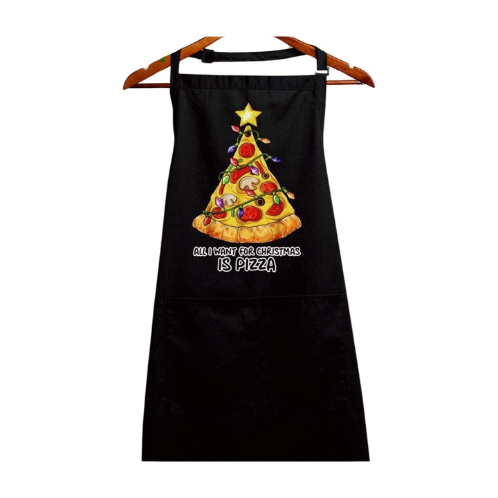 Sort bucatar, Polougynokseg, Bumbac, Negru, 90 x 76 cm