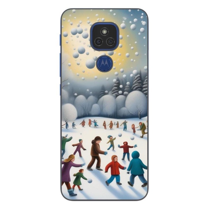 Husa compatibila cu Motorola Moto E7 Plus Silicon Gel Tpu Model Copii la Joaca Iarna