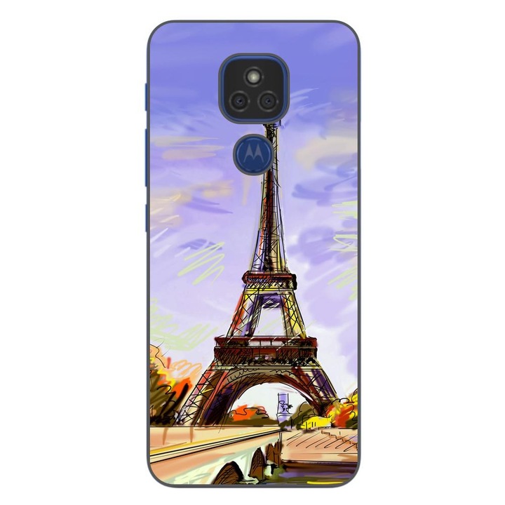 Husa compatibila cu Motorola Moto E7 Plus Silicon Gel Tpu Model Desen Turnul Eiffel