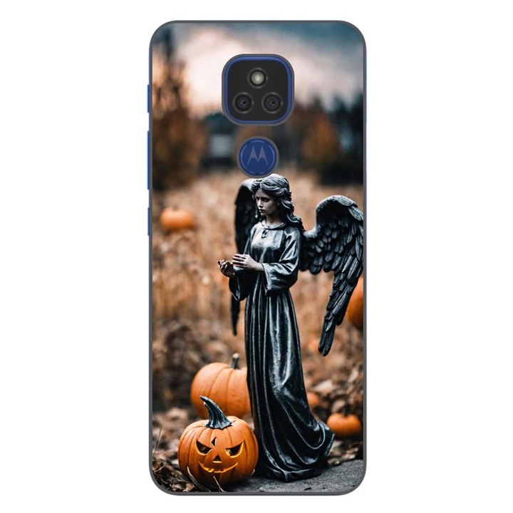 Husa compatibila cu Motorola Moto E7 Plus Silicon Gel Tpu Model Halloween Dovleacul Ingerului