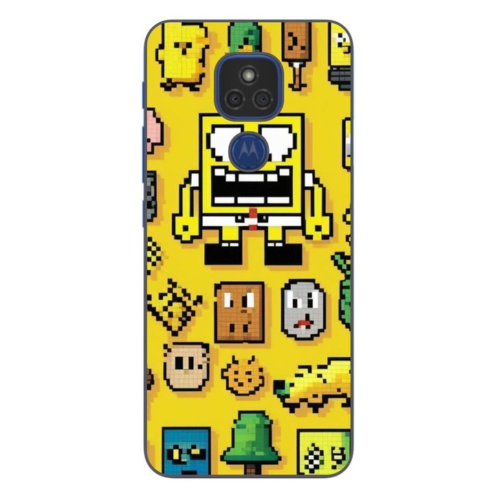 Husa compatibila cu Motorola Moto G9 Play Silicon Gel Tpu Model Pixel Art Spongebob