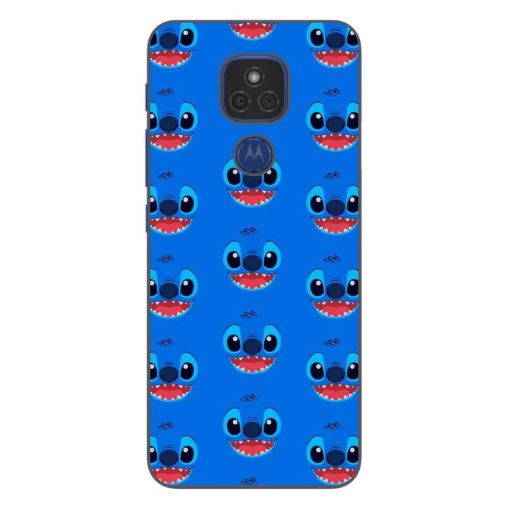 Husa compatibila cu Motorola Moto E7 Plus Silicon Gel Tpu Model Stitch Face Pattern