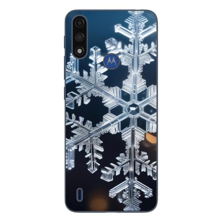 Husa compatibila cu Motorola Moto E7 Power Silicon Gel Tpu Model Big Snowflake