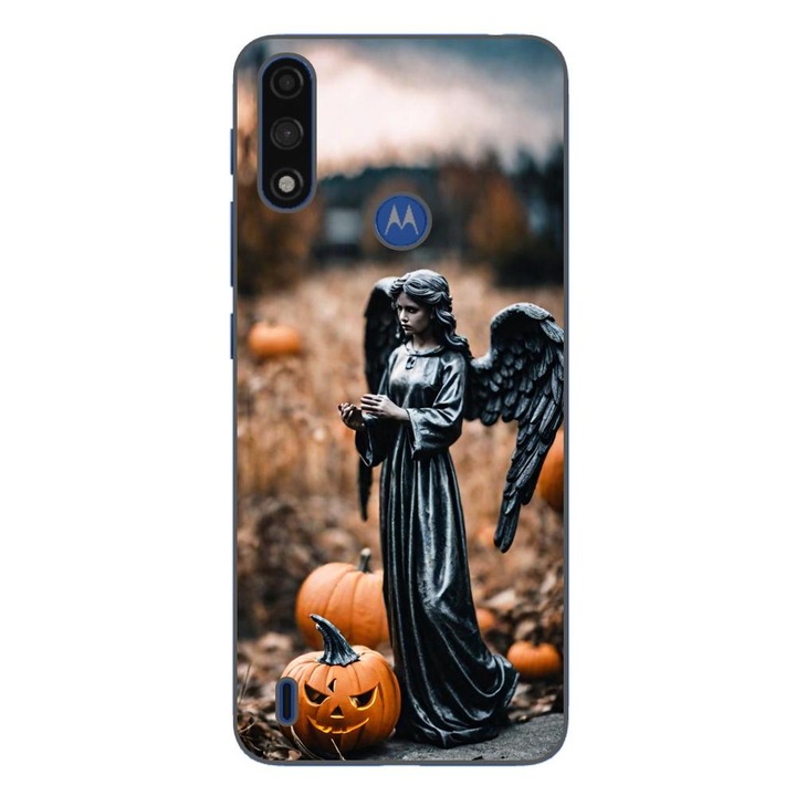 Husa compatibila cu Motorola Moto E7 Power Silicon Gel Tpu Model Halloween Dovleacul Ingerului