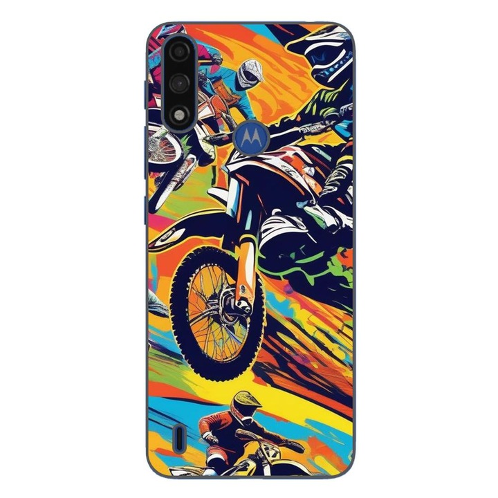 Капак, съвместим с Motorola Moto E7 Power Silicon Gel Tpu Model Motocross Pop Art