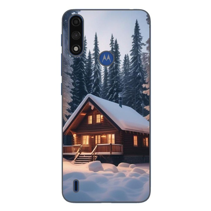 Husa compatibila cu Motorola Moto E7 Power Silicon Gel Tpu Model Peisaj Iarna Cabana