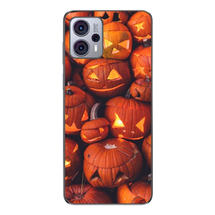 Husa compatibila cu Motorola Moto G23 Silicon Gel Tpu Model Halloween Dovleci Luminosi
