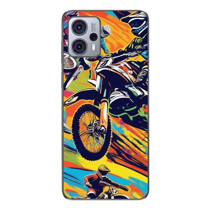 Husa compatibila cu Motorola Moto G23 Silicon Gel Tpu Model Motocross Pop Art