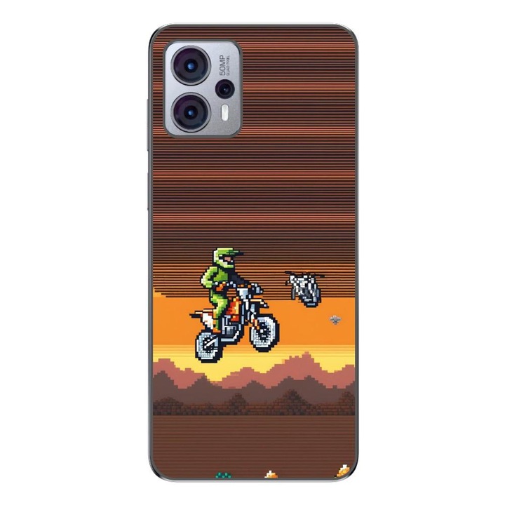 Husa compatibila cu Motorola Moto G23 Silicon Gel Tpu Model Pixel Art Motorcross