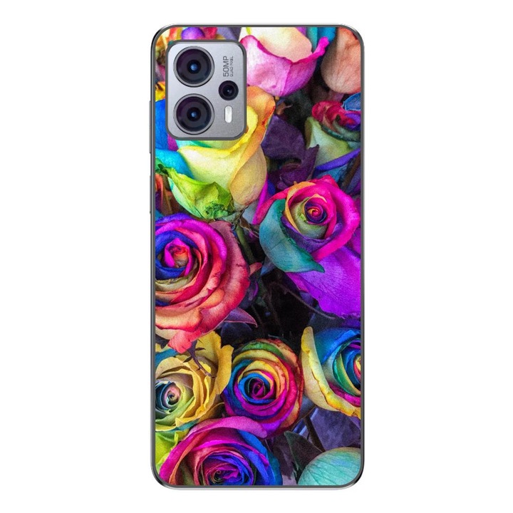 Husa compatibila cu Motorola Moto G23 Silicon Gel Tpu Model Trandafiri Colorati