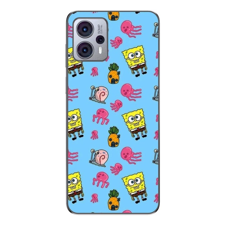 Husa compatibila cu Motorola Moto G23 Silicon Gel Tpu Model Spongebob Pattern