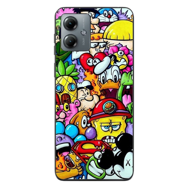 Капак, съвместим с Motorola Moto G14 Silicon Gel Tpu Model Pop Art Cartoons