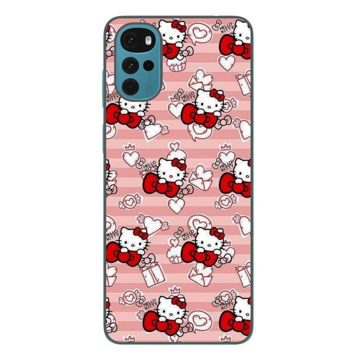 Husa compatibila cu Motorola Moto G22 Silicon Gel Tpu Model Hello Kitty Roz Pattern