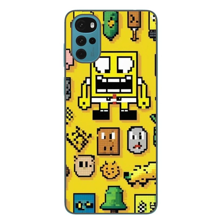 Husa compatibila cu Motorola Moto G22 Silicon Gel Tpu Model Pixel Art Spongebob