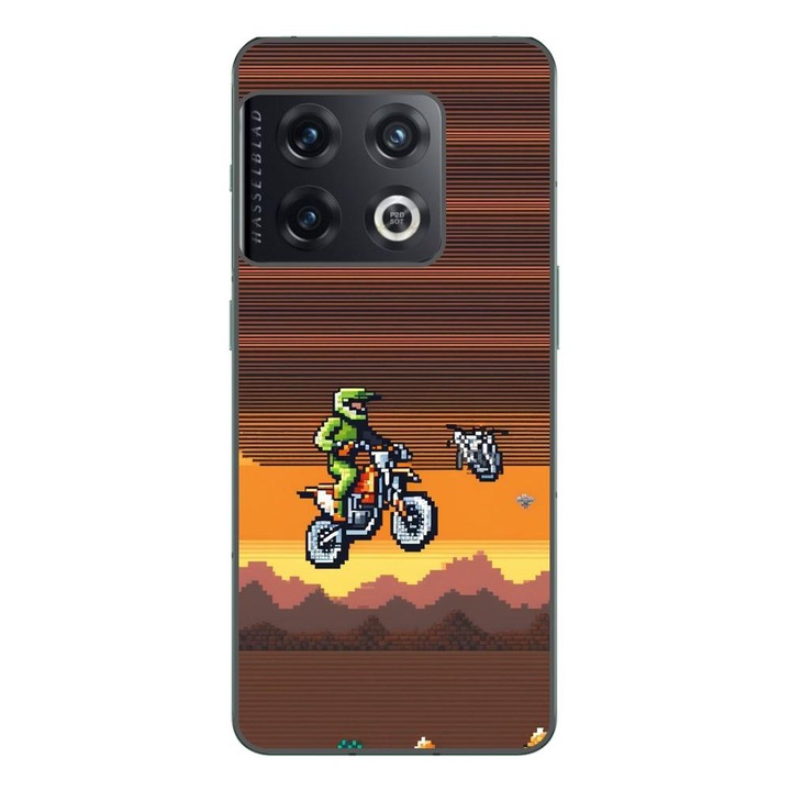 Husa compatibila cu OnePlus 10 Pro Silicon Gel Tpu Model Pixel Art Motorcross