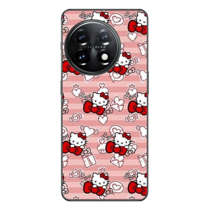 Husa compatibila cu OnePlus 11 Silicon Gel Tpu Model Hello Kitty Roz Pattern