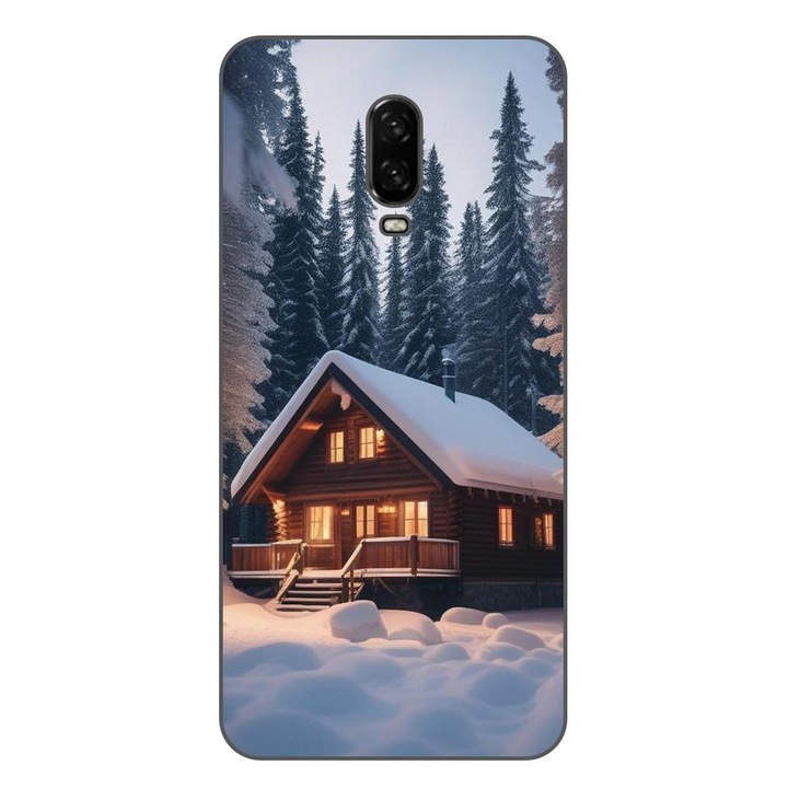 Husa compatibila cu OnePlus 6T Silicon Gel Tpu Model Peisaj Iarna Cabana
