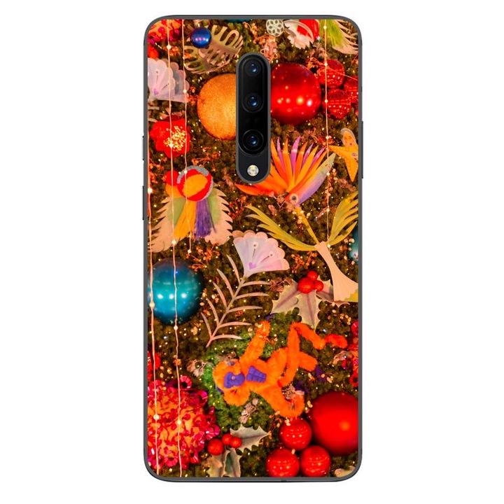 Husa compatibila cu OnePlus 7 Pro Silicon Gel Tpu Model Craciun Decor Brad Vintage