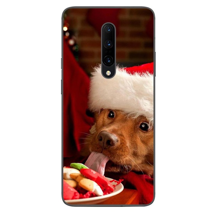 Husa compatibila cu OnePlus 7 Pro Silicon Gel Tpu Model Craciun Dog Eating Cookies