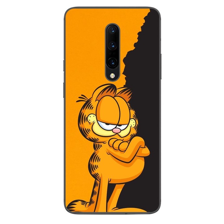 Husa compatibila cu OnePlus 7 Pro Silicon Gel Tpu Model Garfield Black and Orange