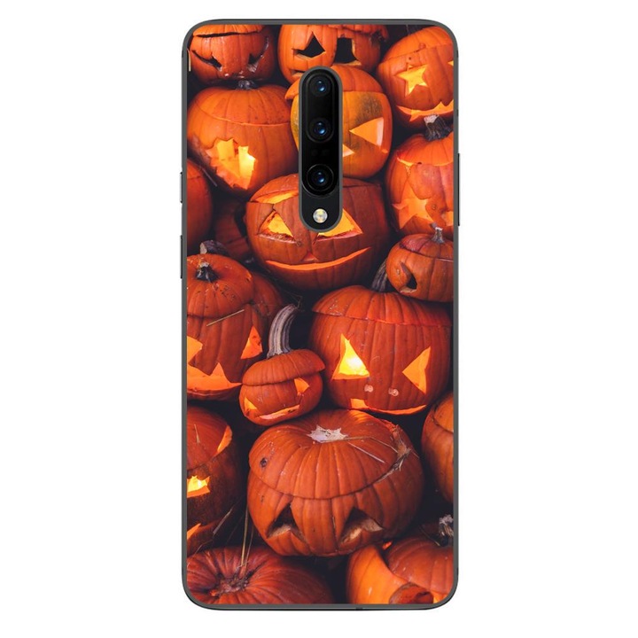 Husa compatibila cu OnePlus 7 Pro Silicon Gel Tpu Model Halloween Dovleci Luminosi