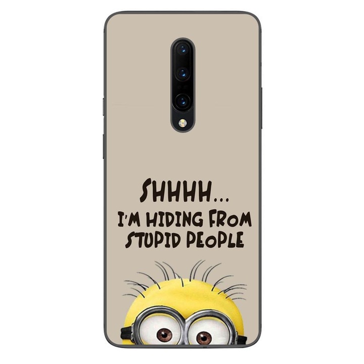 Husa compatibila cu OnePlus 7 Pro Silicon Gel Tpu Model Mesaj Minion Shhhh