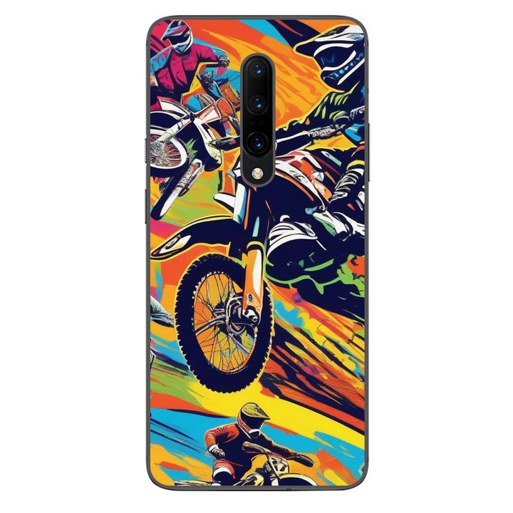 Husa compatibila cu OnePlus 7 Pro Silicon Gel Tpu Model Motocross Pop Art