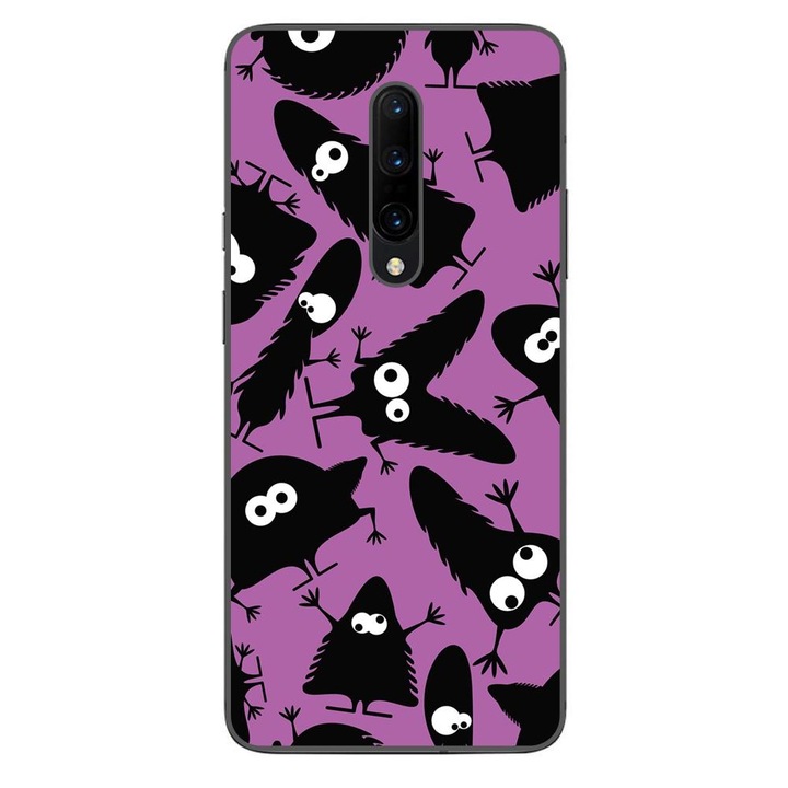 Husa compatibila cu OnePlus 7 Pro Silicon Gel Tpu Model Monstri Negri