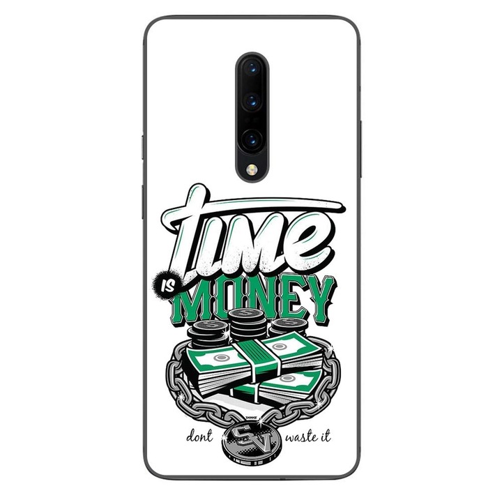 Husa compatibila cu OnePlus 7 Pro Silicon Gel Tpu Model Mesaj Time Is Money