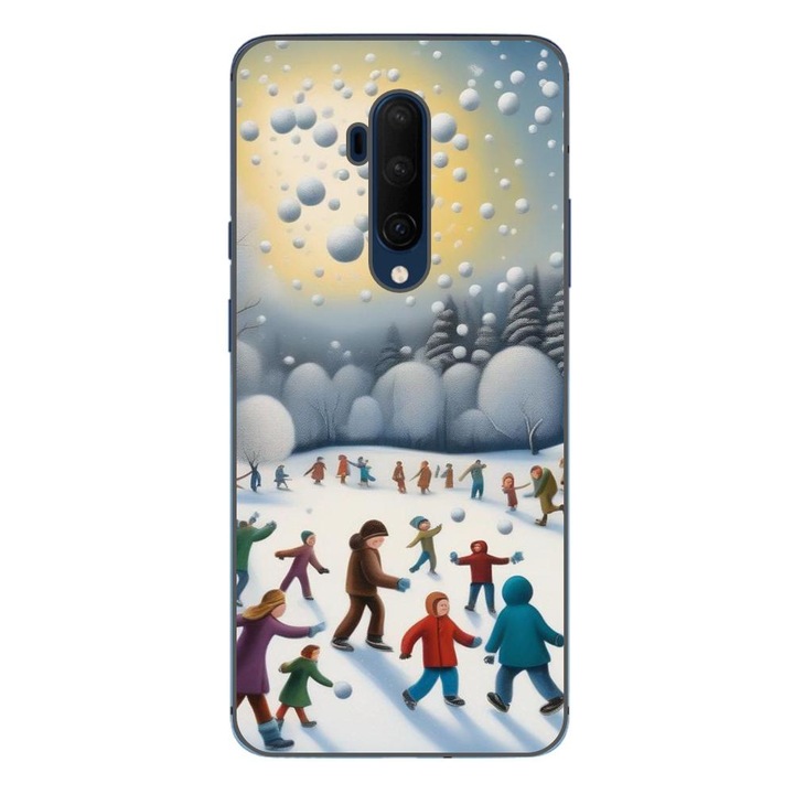 Husa compatibila cu OnePlus 7T Pro Silicon Gel Tpu Model Copii la Joaca Iarna