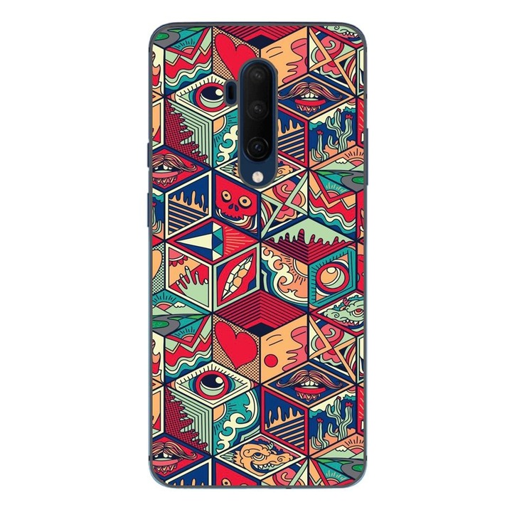 Калъф, съвместим с OnePlus 7T Pro Silicone Gel Tpu Pop Art Geometric Model