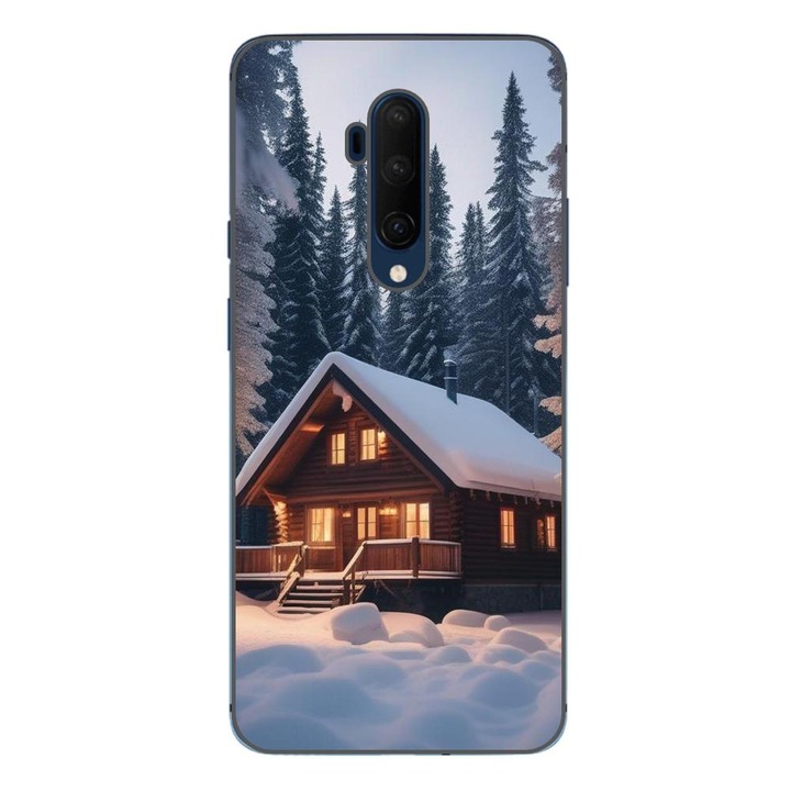 Husa compatibila cu OnePlus 7T Pro Silicon Gel Tpu Model Peisaj Iarna Cabana