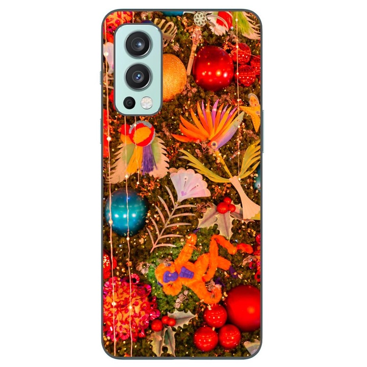 Калъф, съвместим с коледен модел OnePlus Nord 2 Silicon Gel Tpu Vintage Fir Decor
