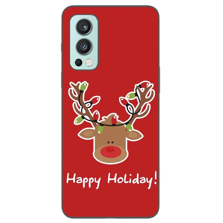 Калъф, съвместим с модел OnePlus Nord 2 Silicon Gel Tpu Christmas Ren Честит празник