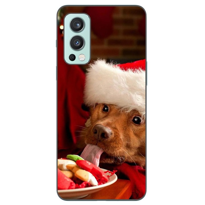 Калъф, съвместим с модел OnePlus Nord 2 Silicon Gel Tpu Christmas Dog Eating Cookies