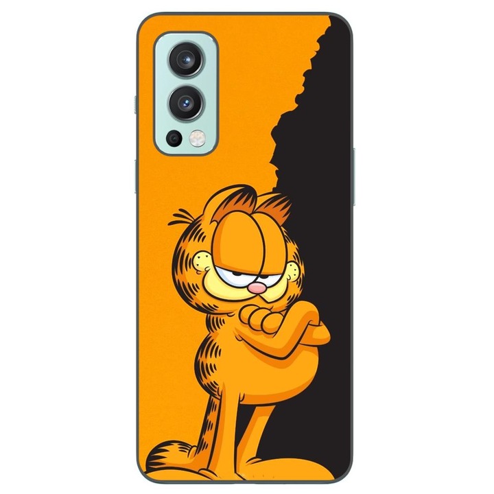 Кейс, съвместим с OnePlus Nord 2 Silicon Gel Tpu Модел Garfield Black and Orange