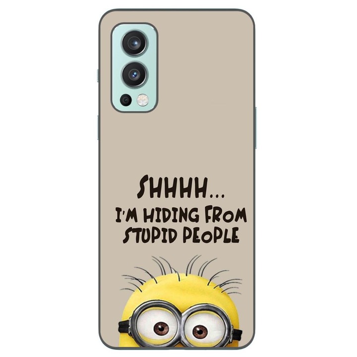 Калъф, съвместим с OnePlus Nord 2 Silicone Gel Tpu Model Message Minion Shhhh